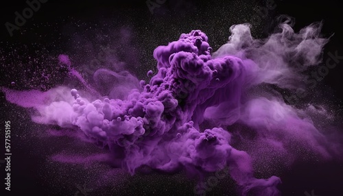  purple smoke is floating in the air on a black background. generative ai
