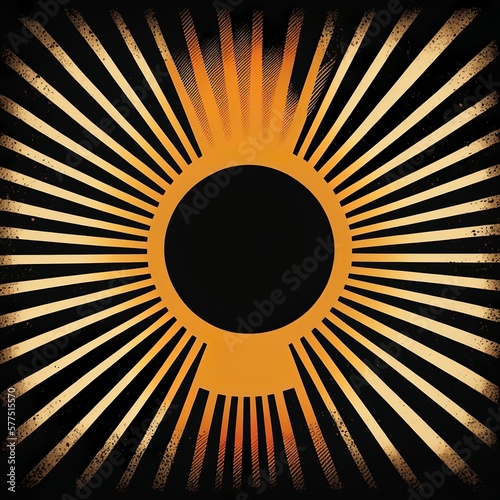Abstract retro sunset illustration, Generative AI
