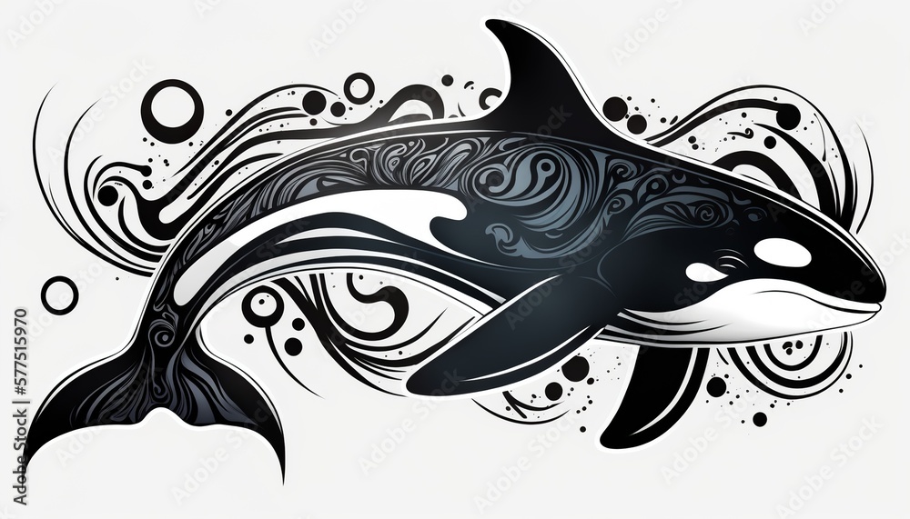 orca illustration for tattoo or wall sticker orca illustration for tattoo or wall sticker