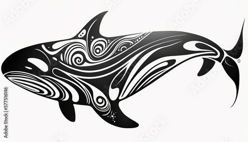 orca illustration for tattoo or wall sticker