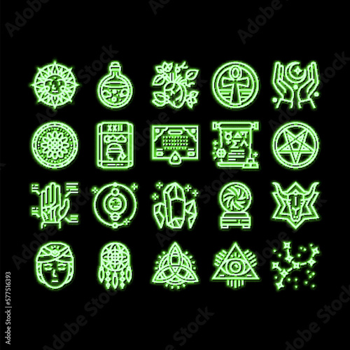 Astrological Objects neon glow icon illustration