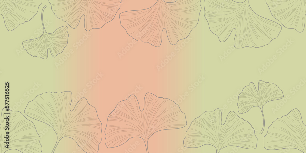 Ginkgo Biloba pattern of delicate plant twigs, outline vector illustration. Ginkgo Biloba pattern of delicate plant twigs, outline vector illustration.