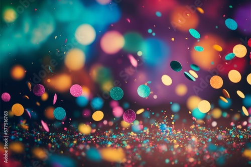 Confettis and bokeh abstract background, Generative AI