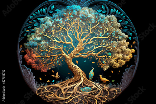 Beautiful tree of life, sacred symbol. Individuality, prosperity and growth concept.