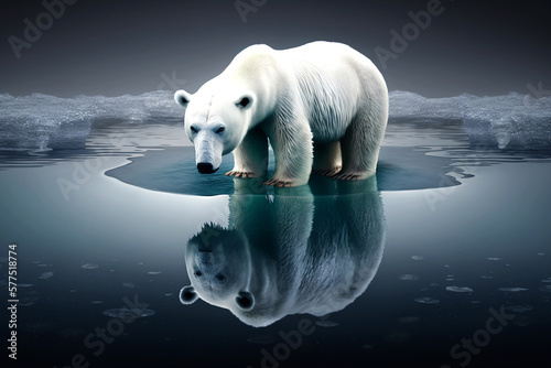 polar bear on melting iceberg climate change