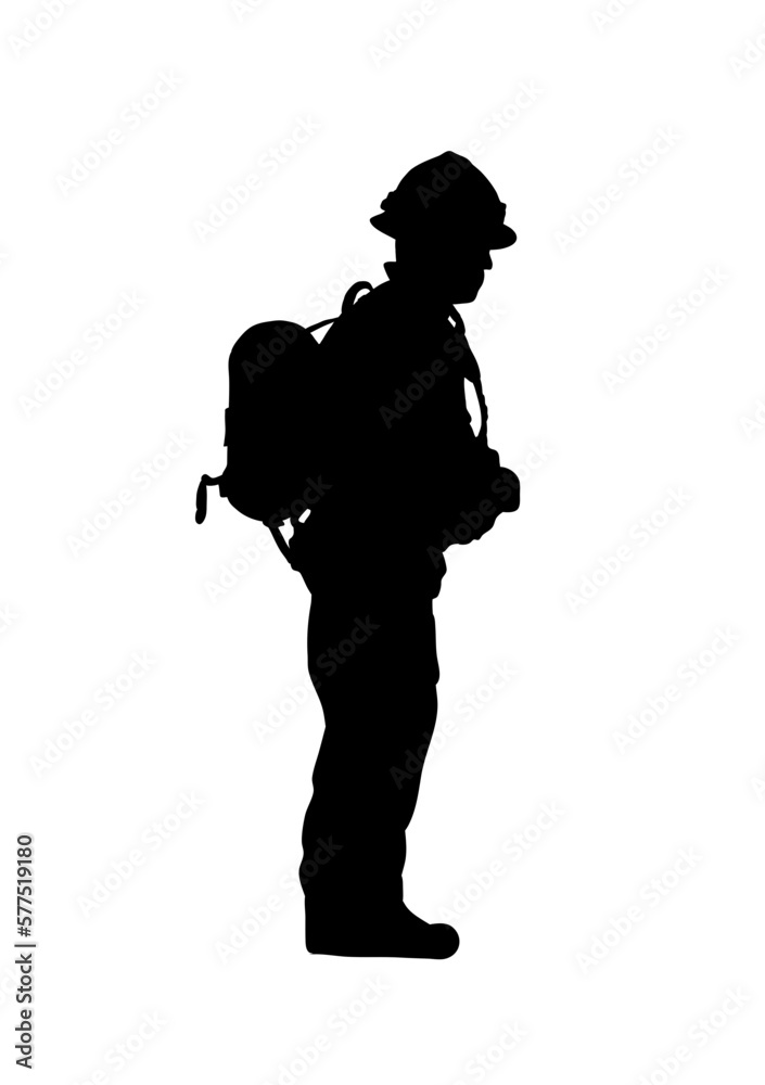 Firefighter silhouette isolated - vector illustration