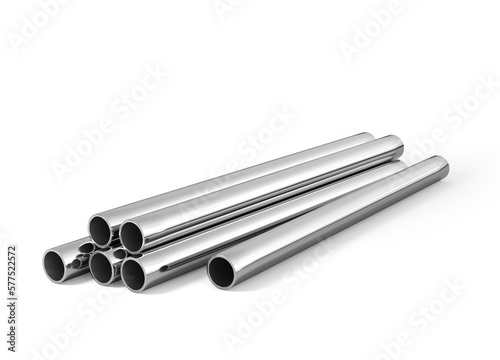 Metal pipes on a white background. 3d illustration