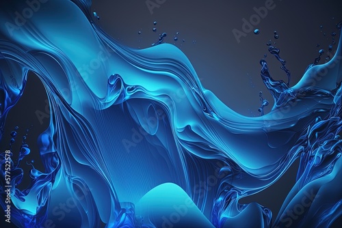 Blue abstract liquid wave background, flowing liquid. Generative AI.