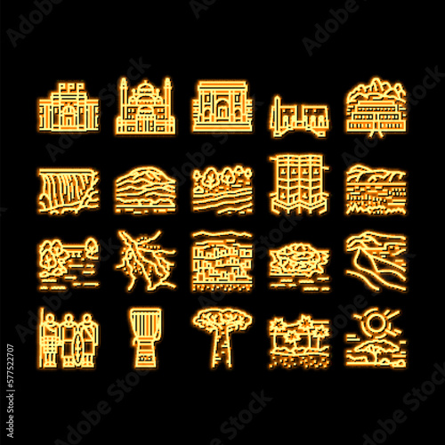 Africa Continent Nation Treasure neon glow icon illustration
