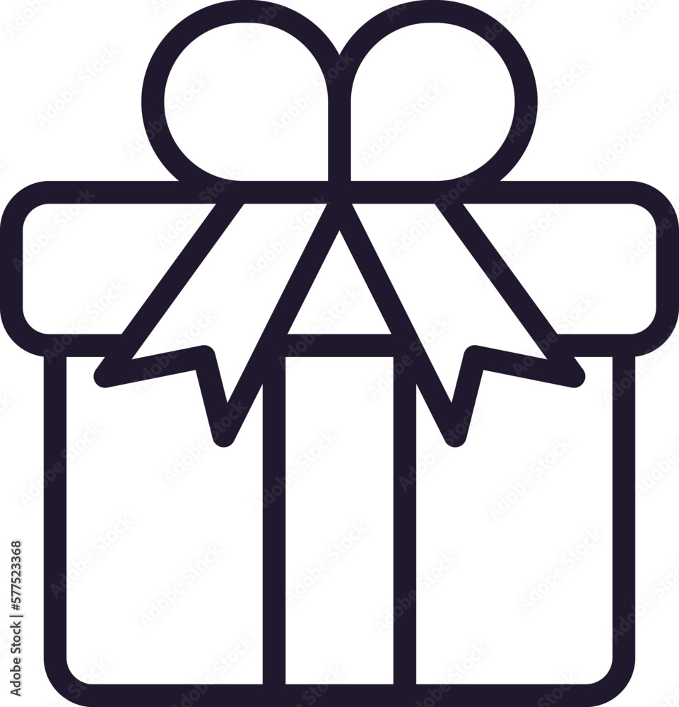 Single line icon of gift High quality vector illustration for design, web sites, internet shops, online books etc. Editable stroke in trendy flat style isolated on white background