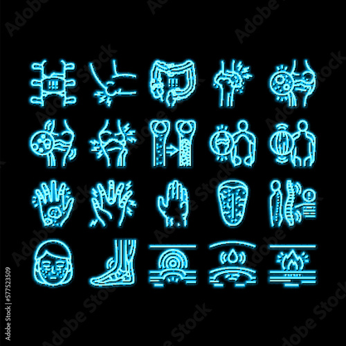Rheumatology Disease Problem neon glow icon illustration