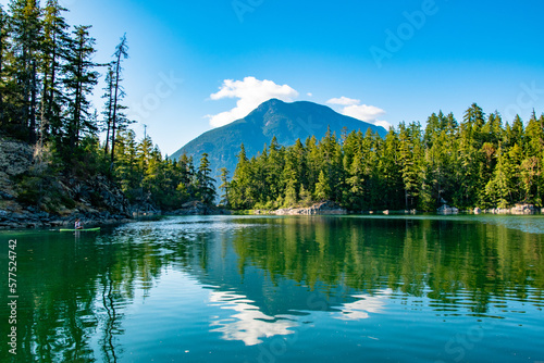 Summer Day Mountain Reflecting Off Strait of Georgia in Vancouver Island, British Columbia, Canada