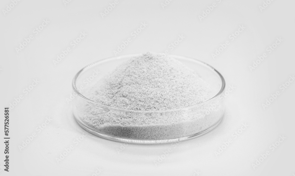 lactase enzyme, food supplement, powder containing the enzyme lactase. · The enzyme lactase helps to digest the lactose present in food. isolated white background - obrazy, fototapety, plakaty 