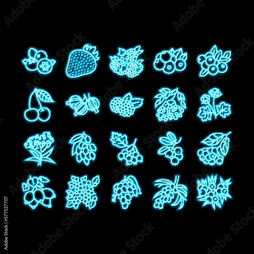 Berry Delicious And Vitamin Food neon glow icon illustration