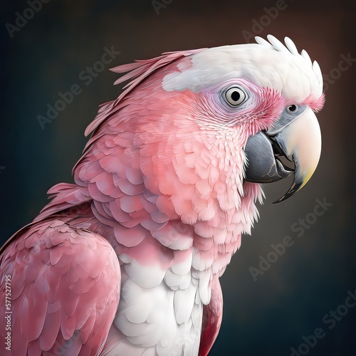 Portrait of a pink parrot on a gradient background. Domestic exotic animals, talking parrot, nature, fauna, high resolution, art, generative artificial intelligence © Кирилл Макаров