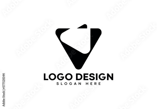 V letter with video play button logo design on luxury background. V monogram initials letter colorful logo concept. V letter icon design. V elegant and Professional black letter icon on white bg