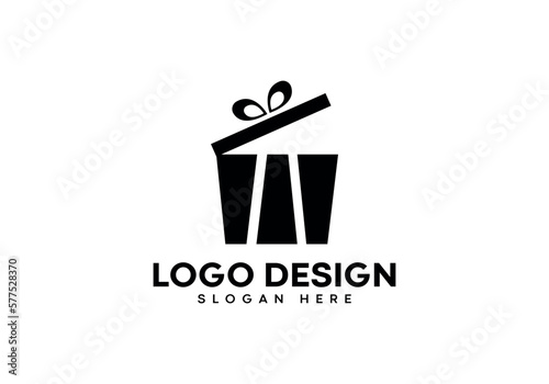 W letter with gift box logo design on luxury background. W monogram initials letter logo concept. W letter icon design. W elegant and Professional black letter icon on white background.