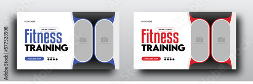 Fitness training youtube video thumbnail or web banner for fitness online course 