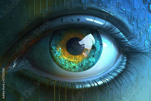 digital eye, background, illustration, generative ai