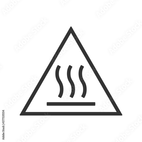 Hot surface icon on light background. Warning symbol. Caution, do not touch hot surface, keep away. Outline, flat and colored style. Flat design. Vector illustration.