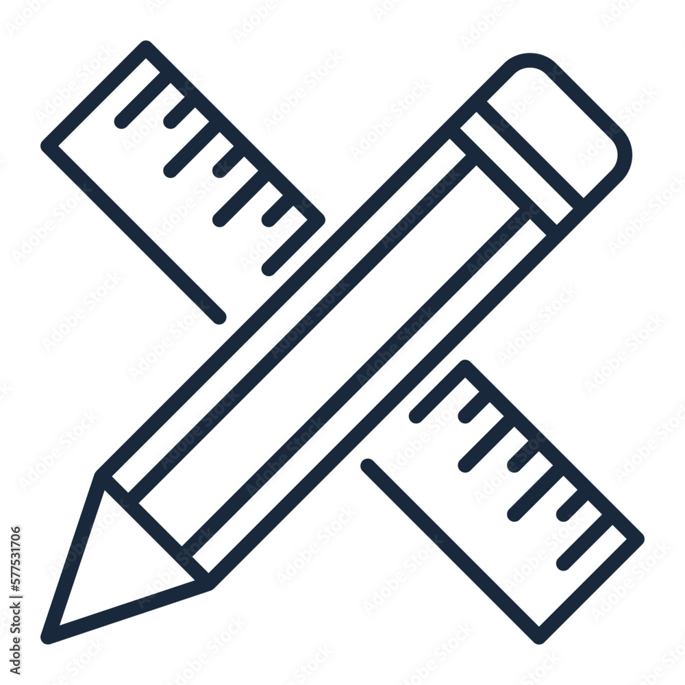 Pencil with ruler icon Pencil with ruler icon