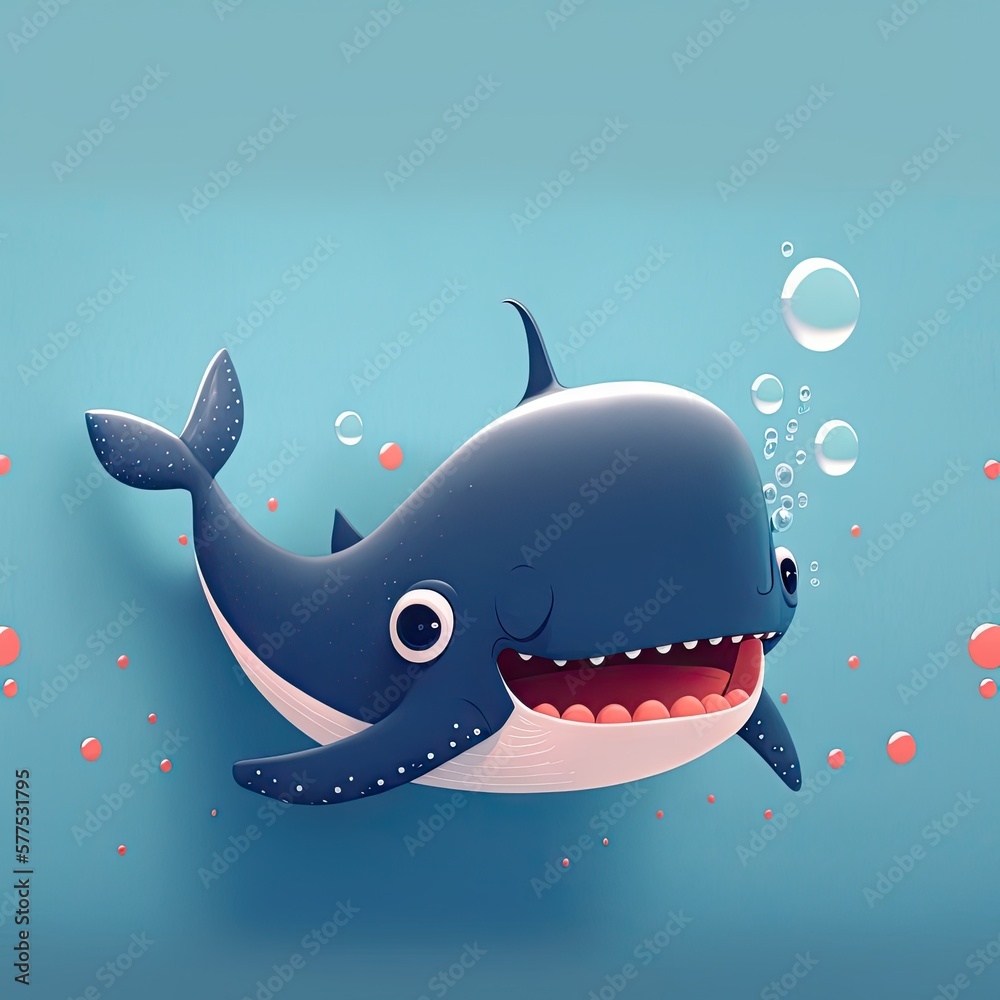 Cute Cartoon Whale Banner, generative ai Cute Cartoon Whale Banner, generative ai