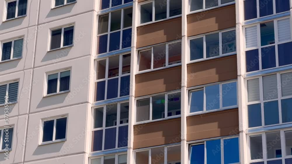 The windows of a residential high-rise building. The windows of a residential high-rise building.