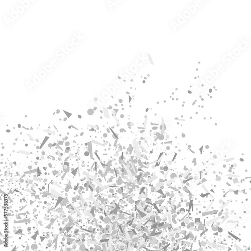 Multicolored monochrome confetti on isolated white background. Geometric holiday texture with glitters. Image for banners. Black and white illustration