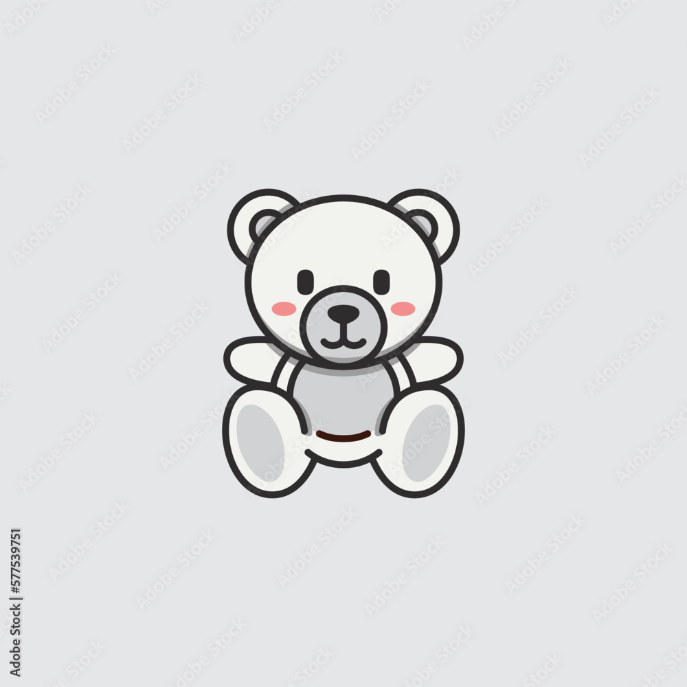 Fototapeta premium Cute Polar Bear Vector Design. Printing for children's T-shirts, greeting cards, posters. Hand-drawn vector stock illustration isolated.