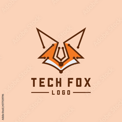 Technology Fox logo with unique elements. Premium Vector