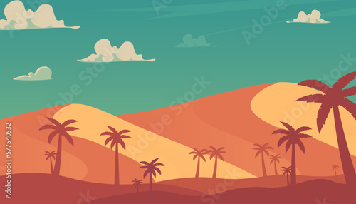 Desert landscape with palm trees