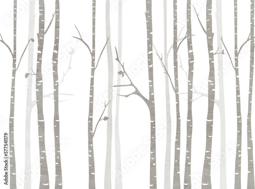 Art birches trees for kids room wallpaper, background, 