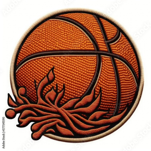 Patch with the image of a basketball. Logo, on a white background, sports, basketball tournaments, high resolution, illustrations, art. AI © Кирилл Макаров