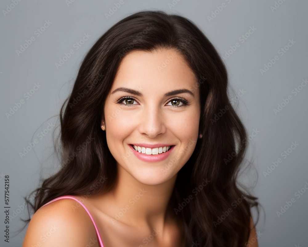 Portrait of smiling woman. Generative AI Portrait of smiling woman. Generative AI