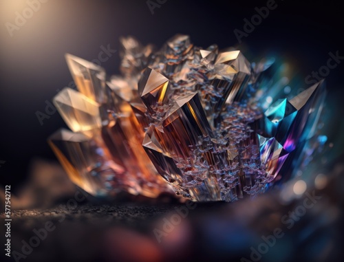 An endless fractals made of translucent multicolored crystals natural gemstone Generative AI technology