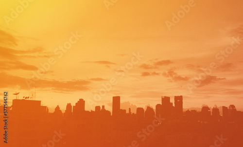Modern city sunset skyline abstract 