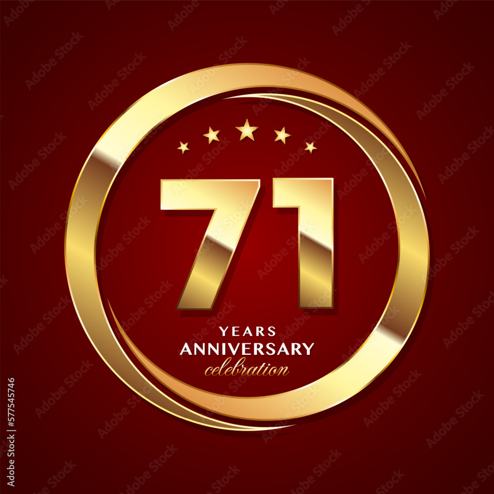 71th Anniversary logo design with shiny gold ring style. Logo Vector Template Illustration 71th Anniversary logo design with shiny gold ring style. Logo Vector Template Illustration