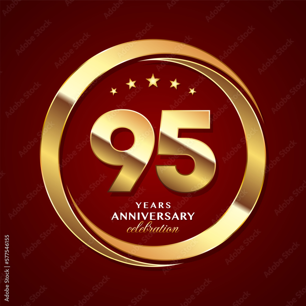 95th Anniversary logo design with shiny gold ring style. Logo Vector Template Illustration 95th Anniversary logo design with shiny gold ring style. Logo Vector Template Illustration