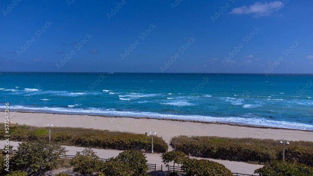 Cute aerial view of beautiful Hollywood city beach in Florida USA