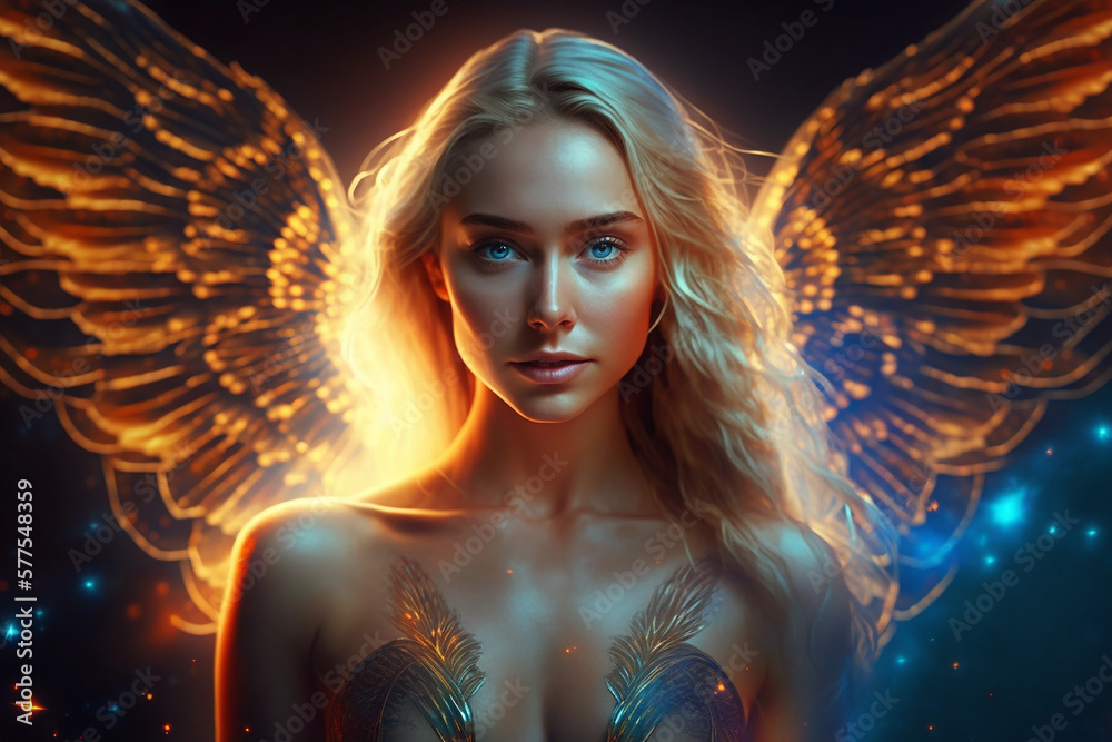 fantasia de bela mulher loira sexy com asas de anjo Stock Illustration |  Adobe Stock