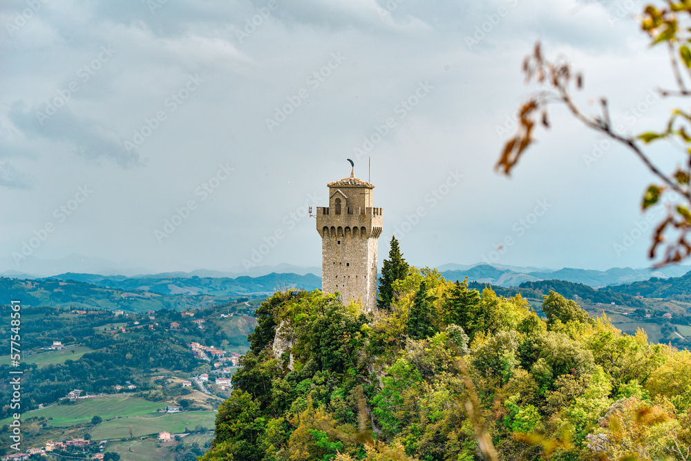Rocca montale, einer der 3 Türme auf dem Monte Titano in der ältesten bestehenden Republik der Welt (San Marino)