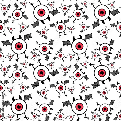 Halloween cartoon monsters seamless eyes and wings pattern for wrapping paper and fabrics and linens
