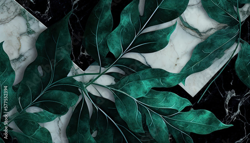 Marble texture, basil background