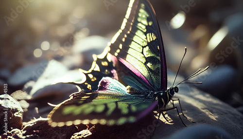 One Emerald Swallowtail Butterfly