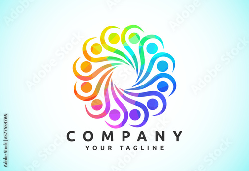 Connect People Logo Template  Social media network people logo