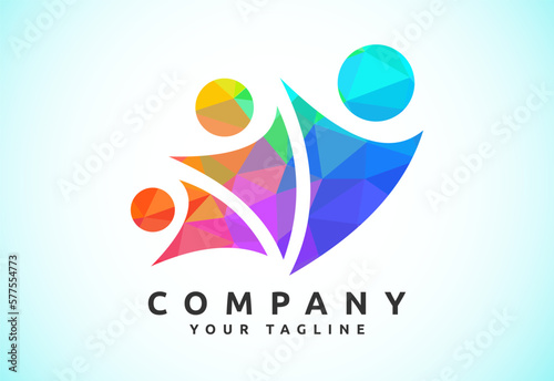 Connect People Logo Template, Social media network people logo