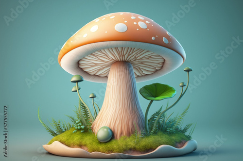 Mushroom in a green field