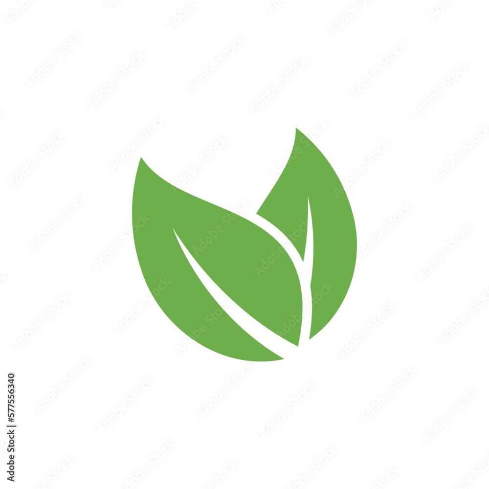 Naklejka premium Natural Green Leaf Icon Vector Template