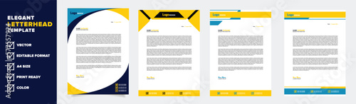 modern letterhead template, for business company stationery design with A4 sheet vector format and editable layout in yellow and blue color