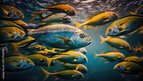 fish in a school ocean 